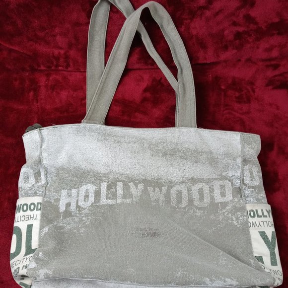 Women's "HOLLYWOOD" Distressed Khaki Green Hobo  Handbag Full Zip Front Pockets - Picture 2 of 6